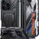 FNTCASE for iPhone 16 Pro Max Case: Military Grade [Built-in Screen Protector] [Kickstand] Matte Textured Drop Proof Protection Cover | Rugged Shockproof TPU Protective Sturdy Phone Cases - Black