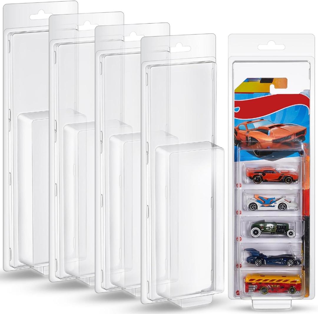 Wesiti Set of 5 Diecast Blisters 5 Cars Compatible with Hot Wheels Protector Case Clear Storage Case for Mainline