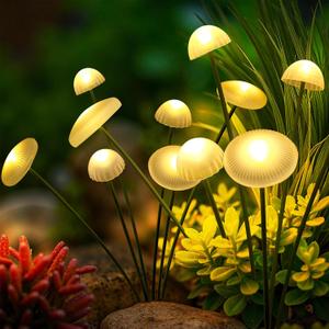 Solar Garden Lights, 2-pack Solar Fairy Lights for Outside, Swaying Mushroom Lights Outdoor Decorative, Waterproof Light Decor for Yard, Lawn, Patio, Pathway Decoration(Warm White)