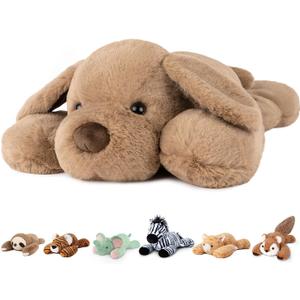 Niuniu Daddy 25" 5lb Dog Weighted Stuffed Animal forKids and Adults, Soft Sensory Plush Body Pillow for Calming Support, Large Animal Toy for Everyday Comfort