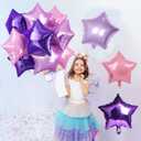 TAOYE Purple Pink Stars Foil Balloons, 18 Inch Lavender Purple Pink Stars Helium Balloons Dark Purple Light Purple Pentagram Foil Balloons for Girls Birthday Wedding Butterfly Theme Party