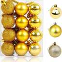 Christmas Balls Ornaments for Desktop Christmas Tree Decorations Baubles 24 Pieces 1.2 inch Mini Decorative Ball for Wedding Party (Gold)