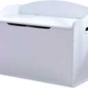 KidKraft Austin Wooden Toy Box/Bench with Safety Hinged Lid, White, Gift for Ages 3+