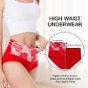 HAVVIS Women's Briefs Underwear Cotton High Waist Tummy Control Panties Rose Jacquard Ladies Panty Multipack (Red, XL)