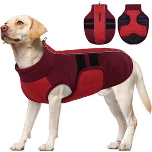 Kuoser Dog Jacket, Winter Dog Coats for Medium Dogs, Reflective Doggie Cold Weather Coats Pet Clothes, Puppy Snow Jacket for Frech Bulldog, Boston Terrier, Red L (L (Chest Girth: 20.5-24.4''))