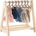 Civaner 11 Pcs Wooden Doll Garment Rack with Clothes Hanger for 18 Inch Doll Clothes Mini Wardrobe Furniture for Dollhouse Accessories Baby Shower Supplies Displaying Biscuits