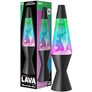 The Original Lava® Lamp - 14.5" Gunmetal Grey - Classic Liquid Motion Lamp - Tri-Colored Green/Blue/Purple - Item #2098