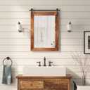 COGOOD Farmhouse Barn Door Mirror - 26 x 17 Brown