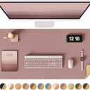 YSAGi Double-Sided Desk Pad, 35.4"x17" Leather Desk Mat, Eco Cork Desk Pad Protector,Large Mouse Pad,Waterproof Desk Blotter for Office/Home (Pale Mauve/Cork)