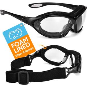 SAFEYEAR Anti Fog Safety Glasses- SG002 Clear Scratch Resistant Work Glasses No-Slip Safety Goggles Lab Grinding Chemistry (Black)