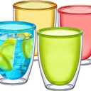 Amazing Abby - Andes - 14-Ounce Insulated Plastic Tumblers (Set of 4), Double-Wall Plastic Drinking Glasses, Mixed-Color Reusable Plastic Cups, BPA-Free, Shatter-Proof, Dishwasher-Safe