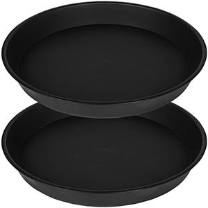 2 Pack of 16 17 inch Plant Saucer (15 inch Base), 2.3" Depth, Plant Trays for Pots, Plastic Plant Saucers for Indoors, Bird Bath Bowls, Flower Pot Drip Trays for Planter (17", Black)
