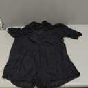 Milumia Women's 2 Piece Cover Ups Set Short Sleeve Open Front Hollow Out Swimsuit Coverup with Shorts (Medium, Black)