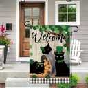 DLZDN St Patricks Day Black Cat Garden Flag Shamrocks Clovers Garden Flag 1218 Inch Double Sided Buffalo Plaid Farmhouse Welcome Yard Flag Holiday Outdoor Decor
