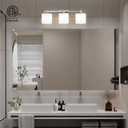 24 Inch Chrome Bathroom Light Fixtures Over Mirror 3 Light Bathroom Vanity Light Silver Modern Industrial Makeup Lighting Wall Sconce Shower Farmhouse Rustic Milk Glass Lamp Above Desk Sink