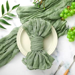 36 Pcs Gauze Cheesecloth Decorative Napkins Wrinkled Table Napkins for Wedding Reception Parties, Sage & Dusty Blue, 19.7 x 19.7 in(Olive Green)