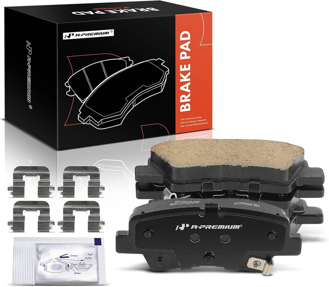 A-Premium 4 Pcs Rear Ceramic Disc Brake Pads Set Compatible with Hyundai Elantra GT, Sonata, Veloster, Kona Electric & Kia Soul, Soul EV, Optima, Forte, Forte5