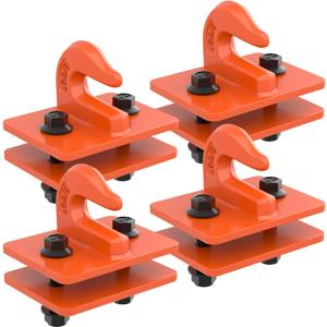 4 Pack 3/8" Tractor Bucket Grab Hooks, Grade 70 Forged Steel Bolt On Grab Hook with Backer Plate, Heavy Duty Tow Hook for Tractor Bucket, Loader, Truck, UTV, RV, 15,000 lbs, Orange