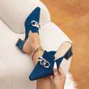 NEWBELLA Women's Pointed Toe Heeled Mules