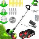 Electric Weed Wacker Cordless Eater Battery Powered, 21V Lightweight Weed Trimmer Edger Lawn Tool with 2Pcs 2000mAh Battery, 3 in 1 Stringless Grass Trimmer/Edger/Brush Cutter for Garden Yard Lawn
