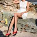 KuaiLu Flip Flops for Women with Arch Support Yoga Mat Comfortable Summer Beach Walking Thong Cushion Sandals Slip On Indoor Outdoor (5, Red Black)