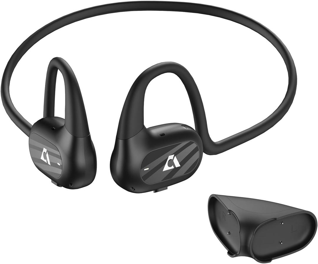 YMOO Open Ear Wireless Bluetooth 5.2 Headphones for Running, IPX4 Water/Sweatproof Sport HiFi Earbud,10H Playtime,Low Latency,Air Conduction Earphones with Dual-mic Call Noise Reduction for Workout (Black)