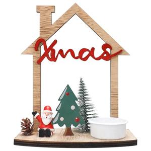 VQN Christmas Wooden Small House Crafts, Xmas Scene Holiday Desktop Ornament for Table Centerpieces, Home Merry Christmas Sign, Rustic Winter Village Set Decor with Santa Claus, Xmas