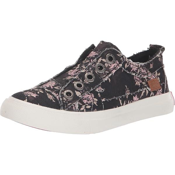 Blowfish Malibu Play-K Girls Shoes Size 11 Casual Black Retro Rose Floral Sneakers
