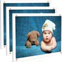 Kalami 3 Pack 8x10 Picture Frame Wall Mount Self Adhesive, Clear Acrylic No Drill Floating Frameless Poster Frame for Office Photo Canvas Document Gallery, Full Frame Size 10x11