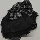 Lotusmile Women's Lightweight Flowy Shirt Double-Layered Printed Chiffon Poncho Blouse Top (Large, Ivy Black)