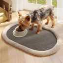 Pet Feeding Mat, Dog Food Mats Absorbent Pet Placemat for Food and Water Bowl with Non Slip Rubber Backing for Dog and Cat (16"x24", Brown)