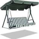 3 Person Outdoor Patio Swing Chair Replacement Canopy + Removable Seat Cover, Garden Swing Cover for Patio Yard Swin Canopy Seat Furniture Cover Waterproof Sunshade UV Block(Green)