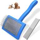 2PCS Slicker Brush for Dogs & Pet Comb,Professional Dog Grooming Brush (Goldendoodles,Poodles,Labradoodles) with Extra Long Pins to Effectively Remove Tangles, Knots and Mats (Blue, Medium)