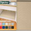 TigeJoy Waterproof Under Sink Mat 34" x 22", Shelf Liner Protector in Kitchen and Bathroom, Silicone Cabinet Liners for Organizers and Storage, Fit as Drawer Mats or Drip Tray (Beige)