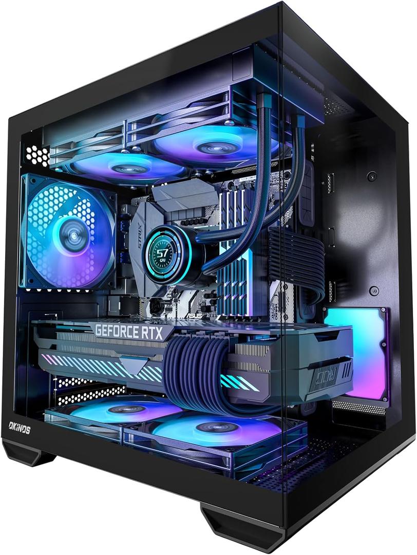 MATX PC Case, Top 240mm Radiator Support, 5 PCIe Slots for Max GPU Cooling, Extra Space for 160mm PSU & Easy Cable Management, 3120mm ARGB Fan with Controller (Non-PWM), Type-C, Mirage 4 Black