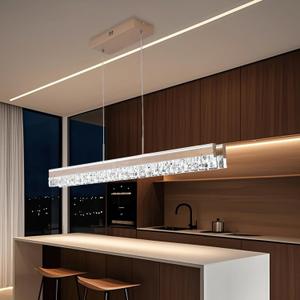 Modern Kitchen Island Lighting Led Pendant Light Fixture Gold Crystal Chandelier Elegant Dining Room Light (L47.24")