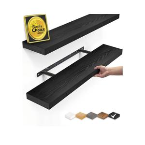 BAYKA Floating Shelves for Wall, 22.5 inches Black Wall Shelves for Bathroom, Bedroom, Living Room, Kitchen & Book, Hanging Display Decor Organizer Shelf with 22 lbs Capacity