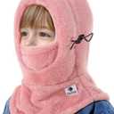 Kids Ski Mask Balaclava for Boys Girls, 2 Size Fleece Winter Face Mask Hat for Kids Toddler, Warm Balaclava Hood Neck Scarf (2-7 Years, Pink)