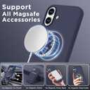 Magnetic for iPhone 16 Plus Case, Compatible with Magsafe, Suction Cup Phone Mount - 2 Screen Protectors - Camera Lens Protector, Silicone Shockproof Protective Phone Cover 6.7", Midnight Blue
