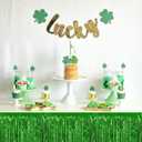 6 Pack 29x108 Inch Green Metallic Foil Fringe Table Skirts Banner for Tinsel Streamer Garland Curtains Backdrop for Parade Floats Wedding Baby Shower Birthday Christmas Halloween Party Decoration