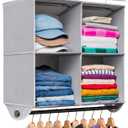 HOLDN STORAGE - 4 Shelf Hanging Closet Organizer with Metal Rod - Bamboo Inserted, Holds up to 24 pounds - 24 W x 12 D x 29.5H - Perfect for College Dorms & RV Hanging Organizer