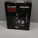 Mueller 12-Cup Drip Coffee Maker - Borosilicate Carafe, Auto-Off, Reusable Filter, Anti-Drip, Keep-Warm Function, Clear Water Level Window Coffee Machine, Kitchen Essentials & Accessories (Black)