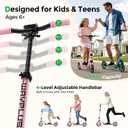 WAYPLUS KS1 Kick Scooter for Ages 6+,Kid, Teens & Adults. Max Load 240 LBS. Foldable, Lightweight, 8IN Big Wheels for Kids, Teen and Adults, 4 Adjustable Levels. Bearing ABEC9 FED Fitness
