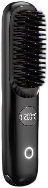 Portable Cordless Hair Straightener Brush Mini Straightening for Travel Negative Ion Hot Comb for Women Lightweight on-The-go USB Rechargeable