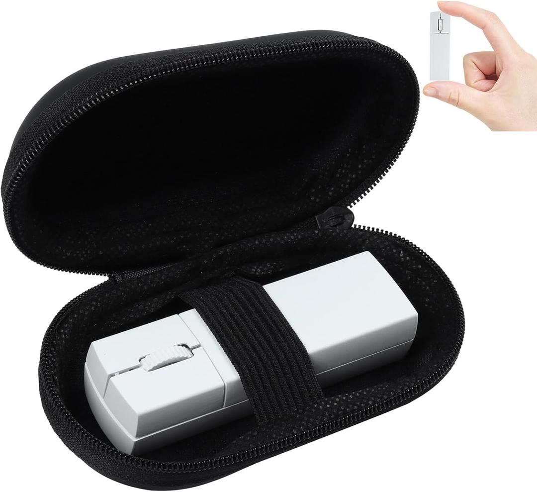 Elec Space Wireless Mini Finger Mouse - Silent Dual-Mode Bluetooth & 2.4GHz, Ergonomic Portable PC Mice with Case, Compatible with MacBook and Chromebook (White)