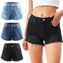 Liloak Womens Pack of Washed Denim Jean Shorts Mid Rise Casual Ripped Frayed Hem Summer Hot Shorts Pack (M)