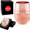 40th Birthday Gifts for Women - Vintage 1986 Wine Glass - 40th Birthday Decorations for Her - Funny Bday Present Ideas