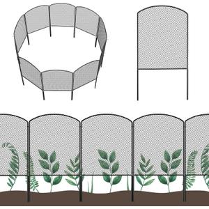 OUSHENG Mesh Decorative Garden Fence Fencing, 24in (H) x 10ft (L) Dog Barrier Outdoor for Yard, Rustproof Metal Wire Panels Border Blockers for Small Animal Rabbit, Black Arched