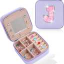 Uygafly Travel Jewelry Case - Personalized Jewelry Box for Women,Small Jewelry Organizer Cute Jewelry Organizers and Storage Aesthetic,Travel Essentials Birthday Gifts for Girls Women | Lavender,J