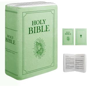Bible Pillow Book Plush That Opens, Cozy Faith Bible Plushies, for Kids Adults Christian Gifts, Decoration for Bedrooms, Living Rooms (Green)